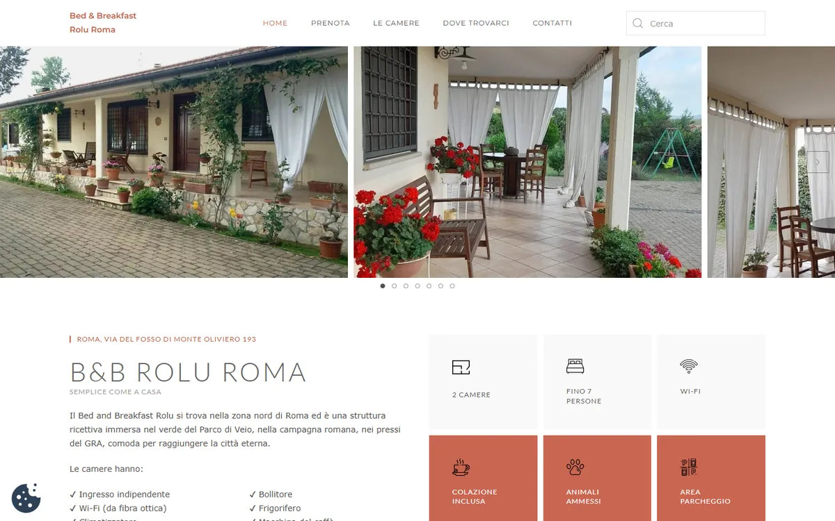 Schermata del sito B&B Rolu