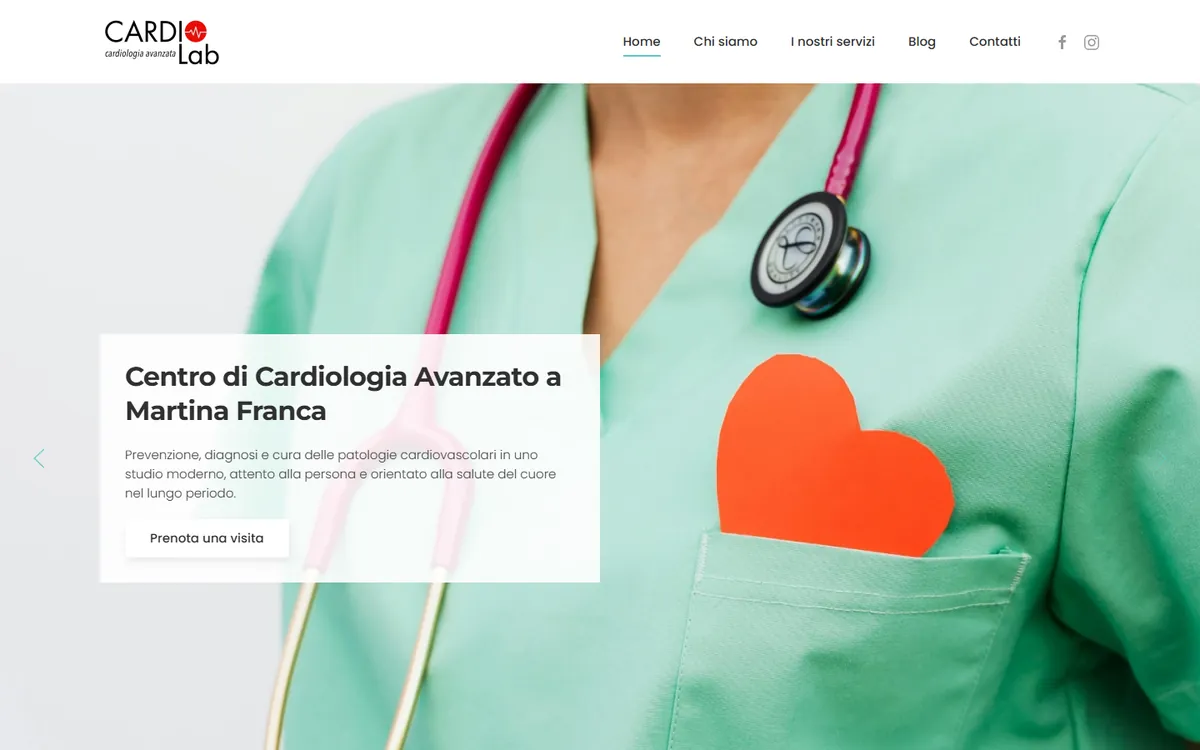 Schermata del sito CardioLab