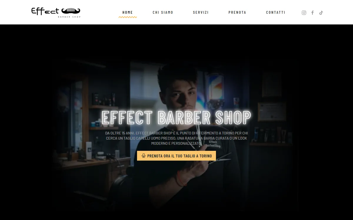 Schermata del sito Effect Barber Shop