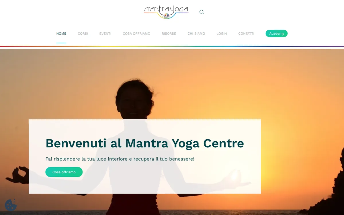 Schermata del sito Mantra Yoga Centre