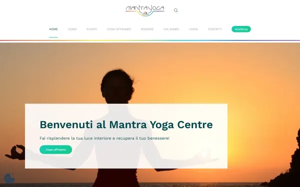 Schermata del sito di Mantra Yoga Centre